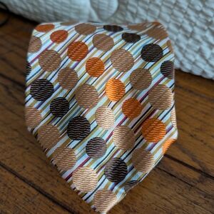 Polka Dot Vintage Tie in Orange, Brown, Tan